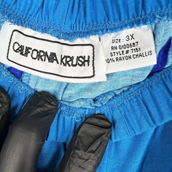 California Krush 3X Tropical 2-Piece Button Up Top Elastic Waist Pants  Vacation - Picture 14 of 16